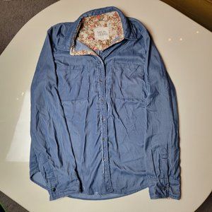 Thread & Supply Sz Small Long Sleeve Velvet Button Down Shirt